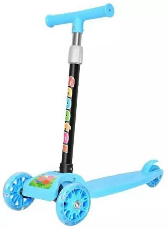Maanit Road Runner Scooter for Kids of 3 to 14 Years Age,Adjustable Height, Foldable, PU Wheels (Blue)